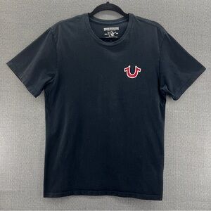 True Religion‎ Buddha Print Black Short Sleeve Tee Shirt Size Medium